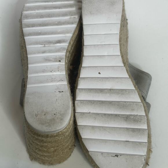 Mark Fisher Silver Open Espadrille Style 3” Raffia Wedge Size 8.5 M - Picture 8 of 11